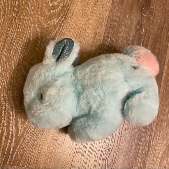 FAO Schwarz Plush Blue Bunny Soft Pastels Rainbow Tail Glitter Ears 8-9” NWOT - Picture 2 of 10
